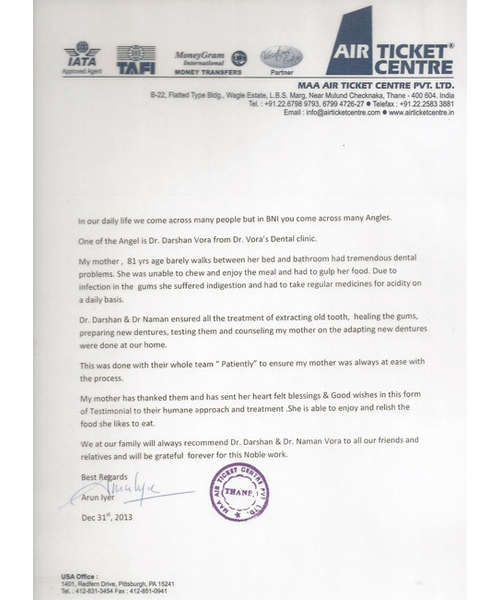 APPRICIATION FROM AIR TCT CENTER