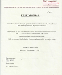 TESTIMONIAL  PRIT DESIGNERS